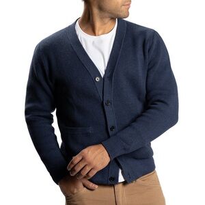 Peter Manning Men’s Navy Blue Cotton Cardigan Fitted Button Front Knit Sweater 3